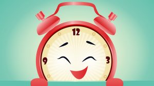 Happy Clock illustration for the artcile about daylight saving time