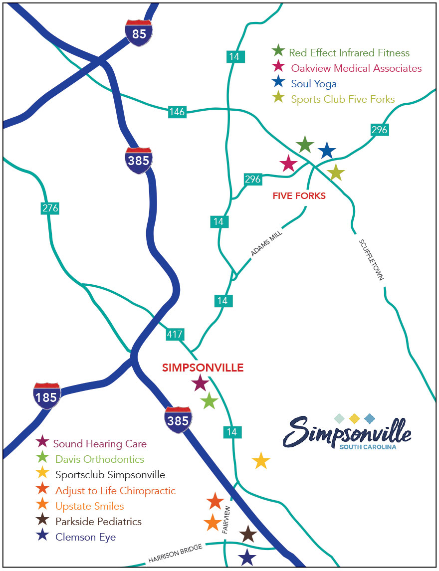 Map of Simpsonville South Carolina