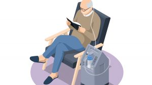 Graphic of man receiving oxygen therapy