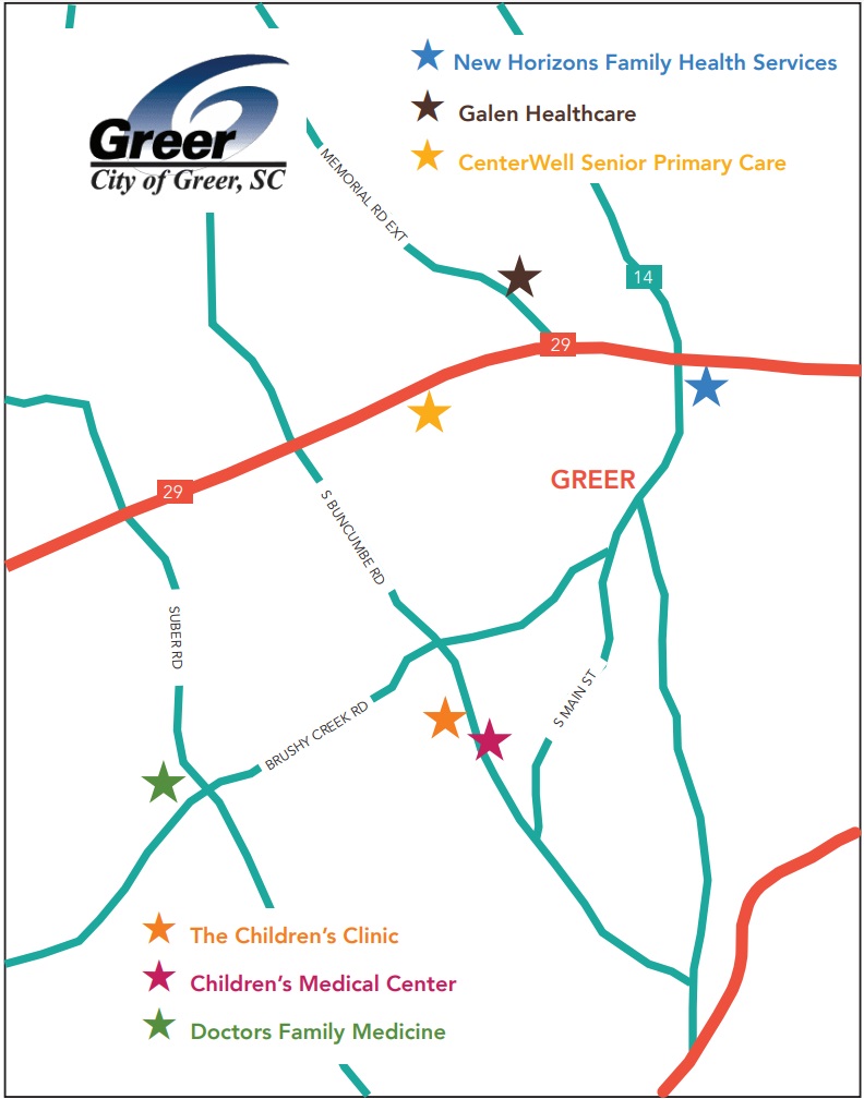 Map of Greer, SC