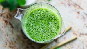 Photo of a green smoothie for gut health