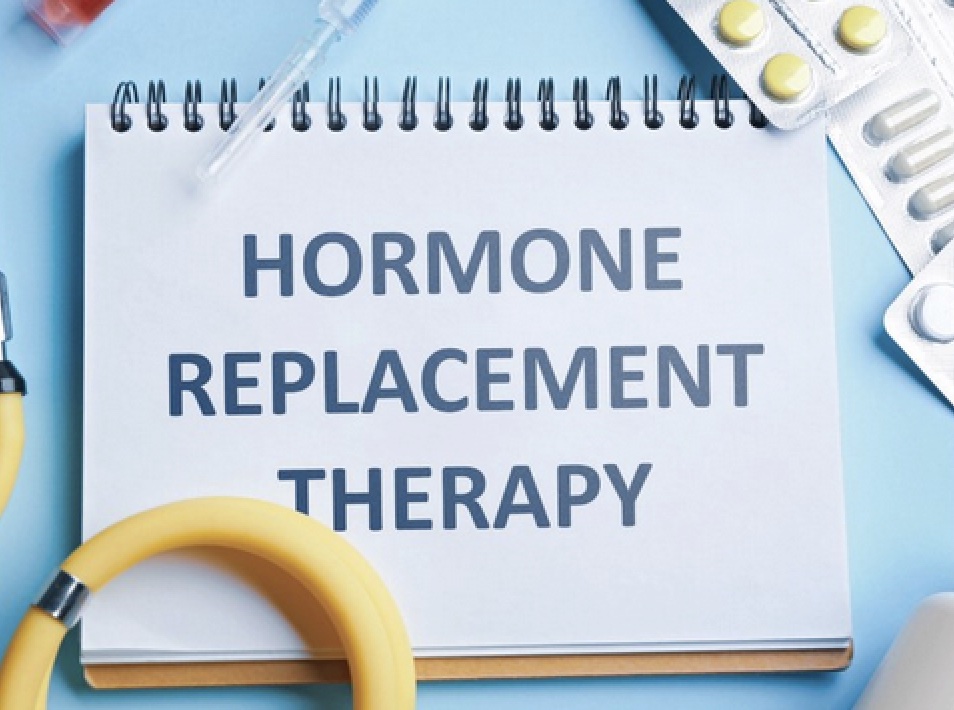 Graphic with the words hormone replacement therapy