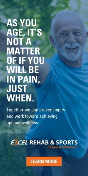 Ad: Together we can prevent injury and work achieving optimal wellness. Excel Rehab & Sports.